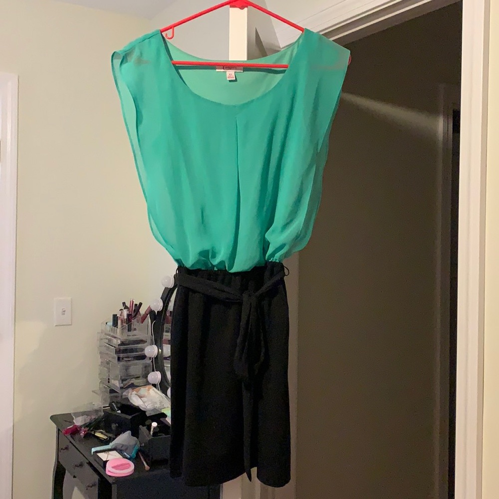 Teal and black dress
